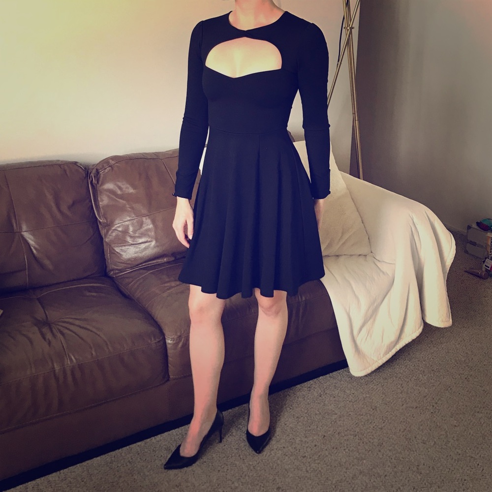 Uptown Keyhole Fit+Flare Black Dress